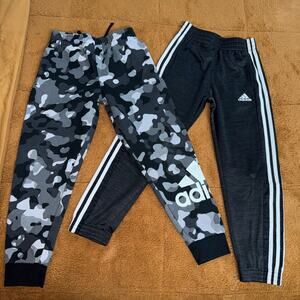 Adidas Boys Youth Joggers – Size Small (8) –Camo & Black 3-Stripes (Bundle of 2)